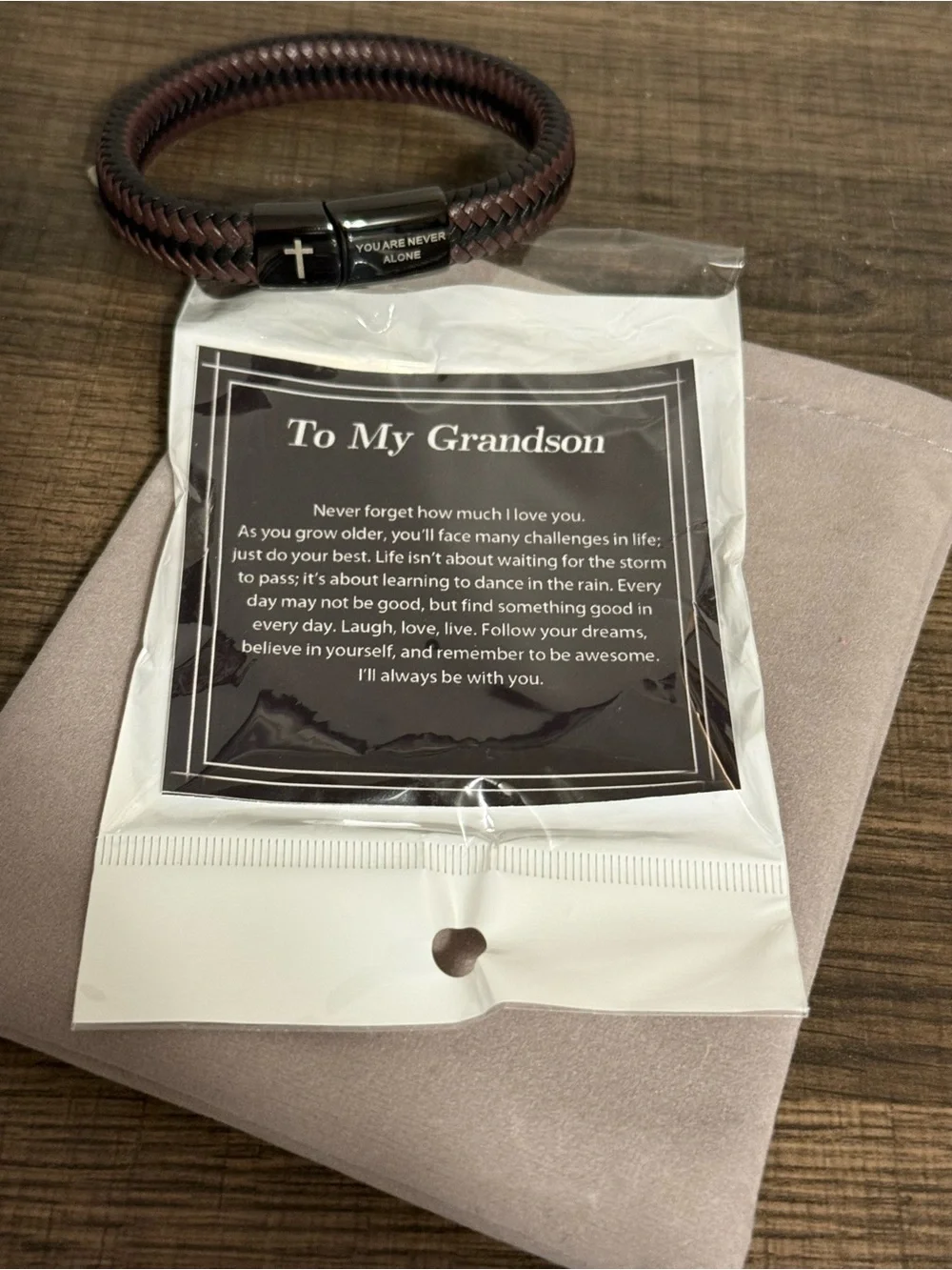 Brown leather bracelet for Grandson
